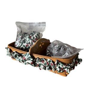 Longaberger 1994 Bread Basket W/ Liner, Protector, Bread Divider & Apron NEW